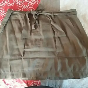 Olive green mini skirt.